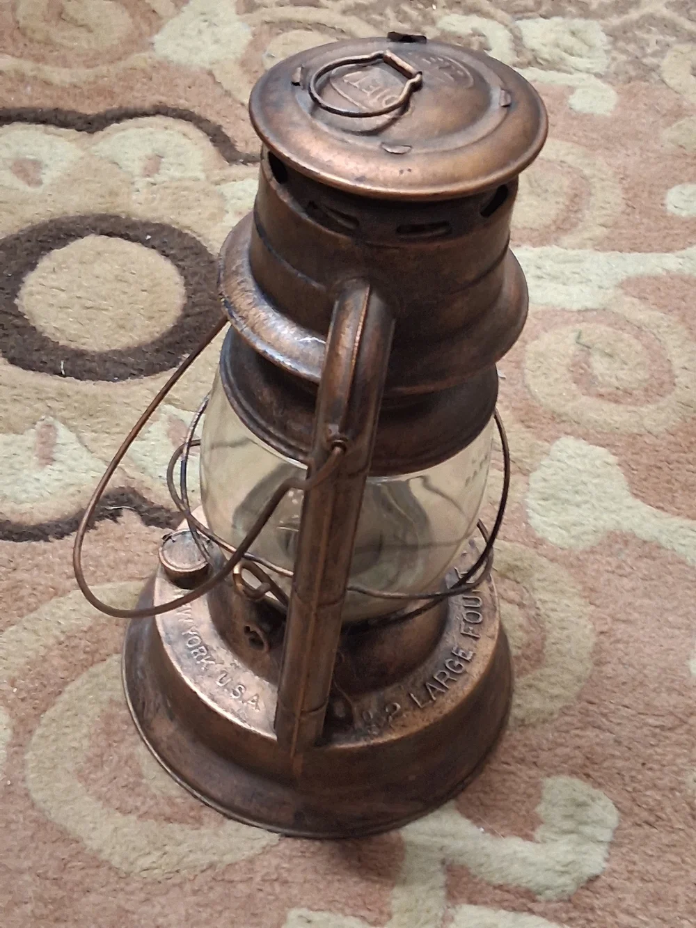 Antique-Style Bronze D Lite Kerosene railroad signaling Lantern - Home Accents